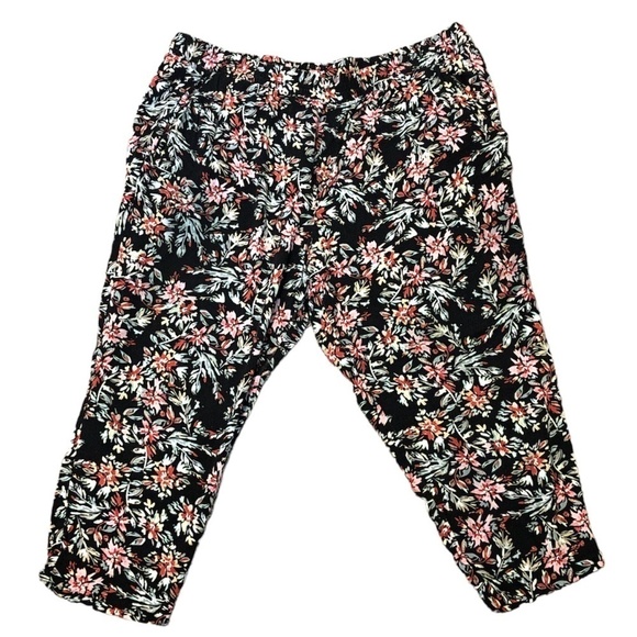 JESSICA SIMPSON Pants Women's Size XXL Black Pink Ankle Length Floral - Picture 13 of 13